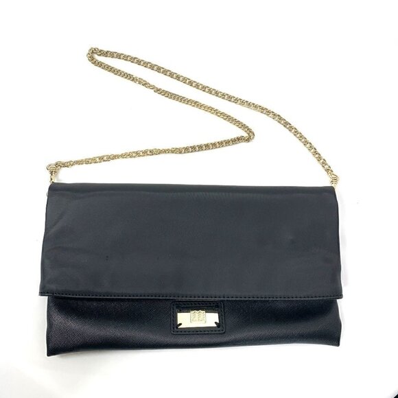 Geox Three Way Convertible Clutch Fold Over Shoulder Crossbody Bag - Black - Picture 1 of 15